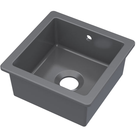 Nuie 1.0 Bowl Ceramic Undermount Kitchen Sink & Overflow 457 x 457 x 203mm - Soft Black PS40218