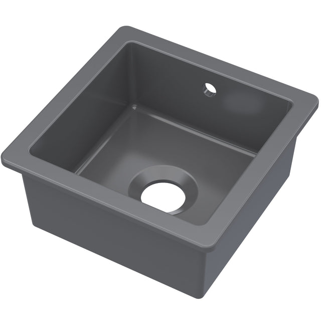 Nuie 1.0 Bowl Ceramic Undermount Kitchen Sink & Overflow 457 x 457 x 203mm - Soft Black PS40218