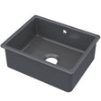 Nuie 1.0 Bowl Ceramic Undermount Kitchen Sink, Central Waste & Overflow 548 x 442 x 197mm - Soft Black PS43022
