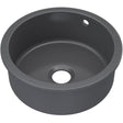 Nuie 1.0 Bowl Round Ceramic Undermount Kitchen Sink, Central Waste & Overflow 460 x 191mm - Soft Black PS48018