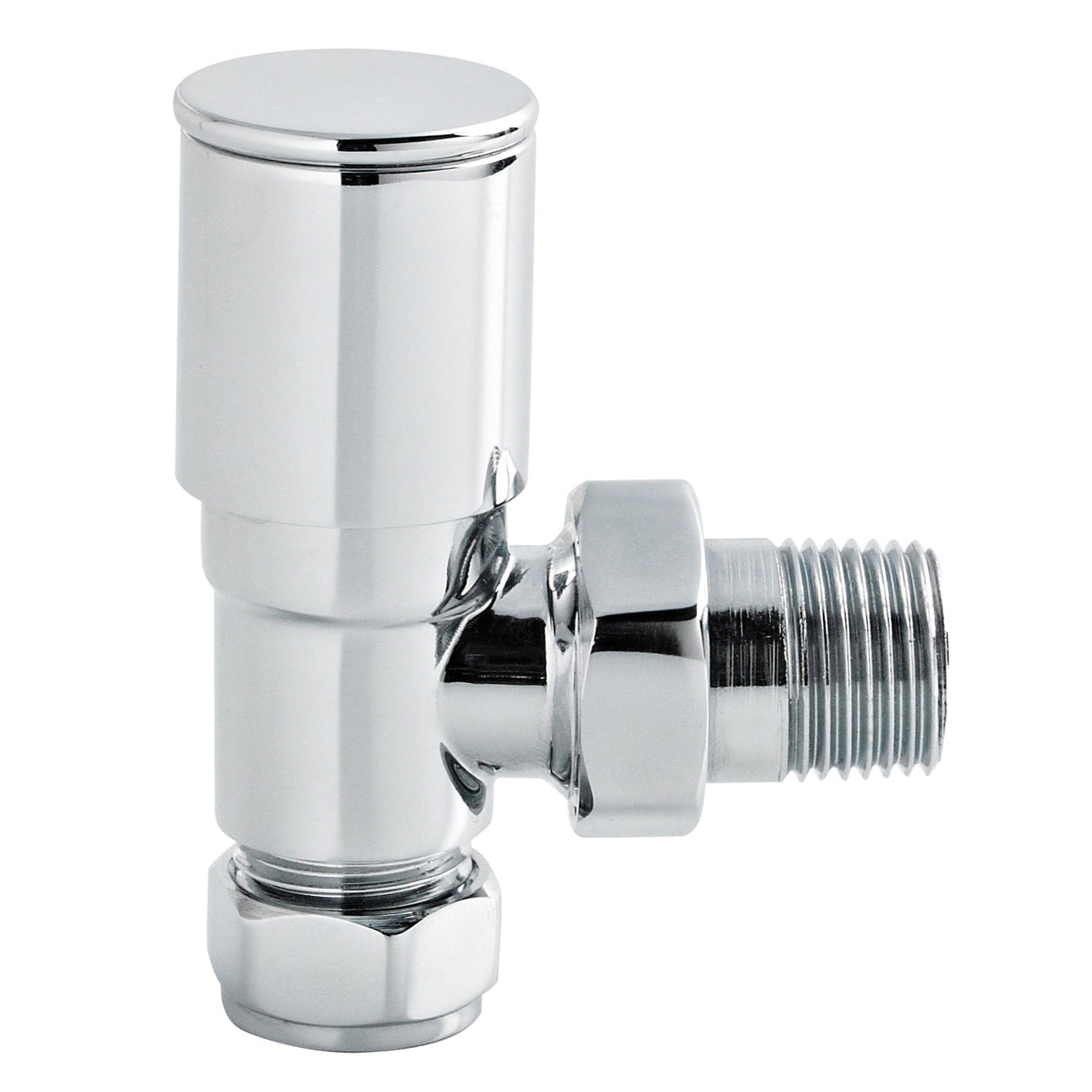 Nuie Angled Round Modern Radiator Valves Pack Chrome RV002