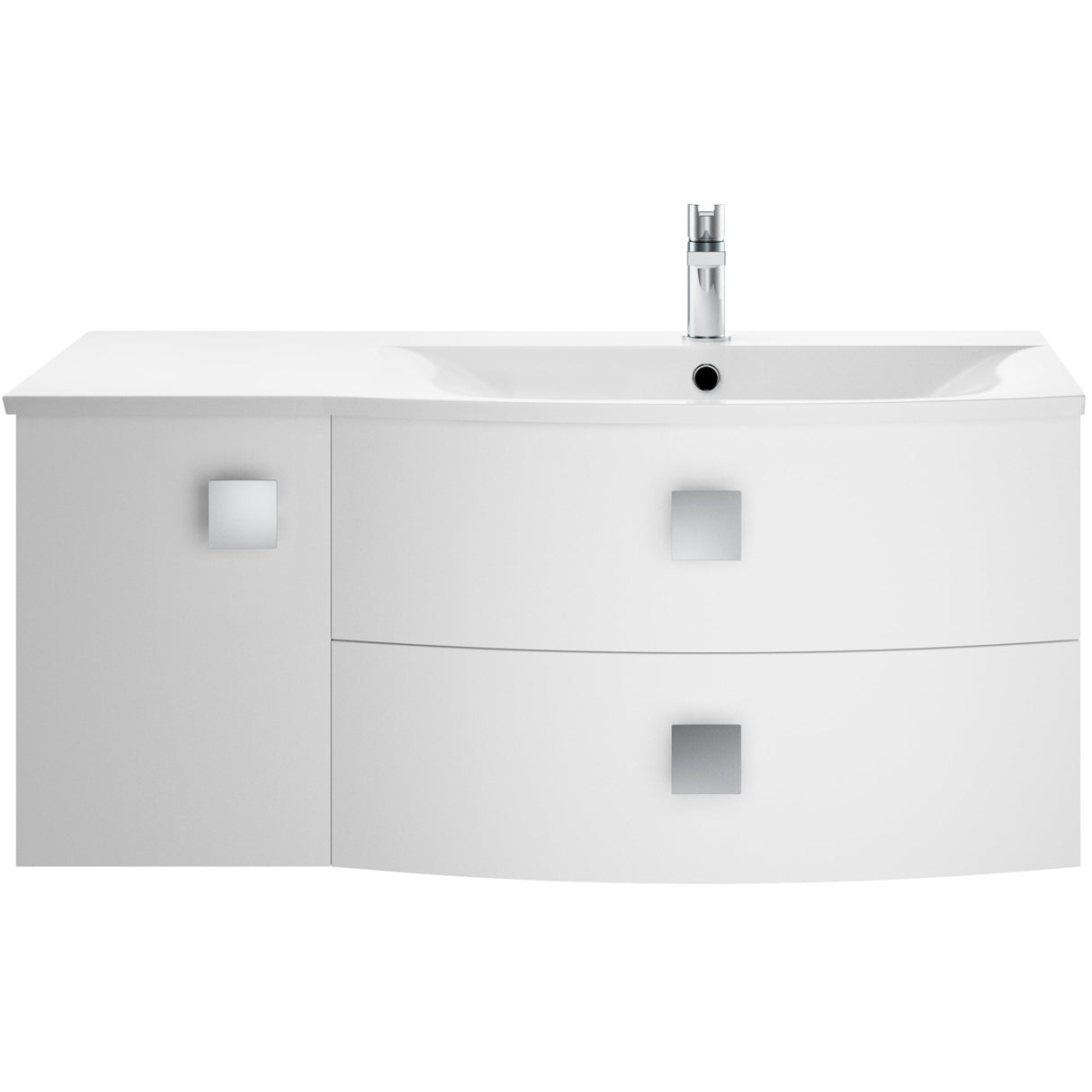 Hudson Reed Sarenna 1000mm RH Wall Hung 2 Drawer Vanity Unit, Basin & Door Moon White SAR102R