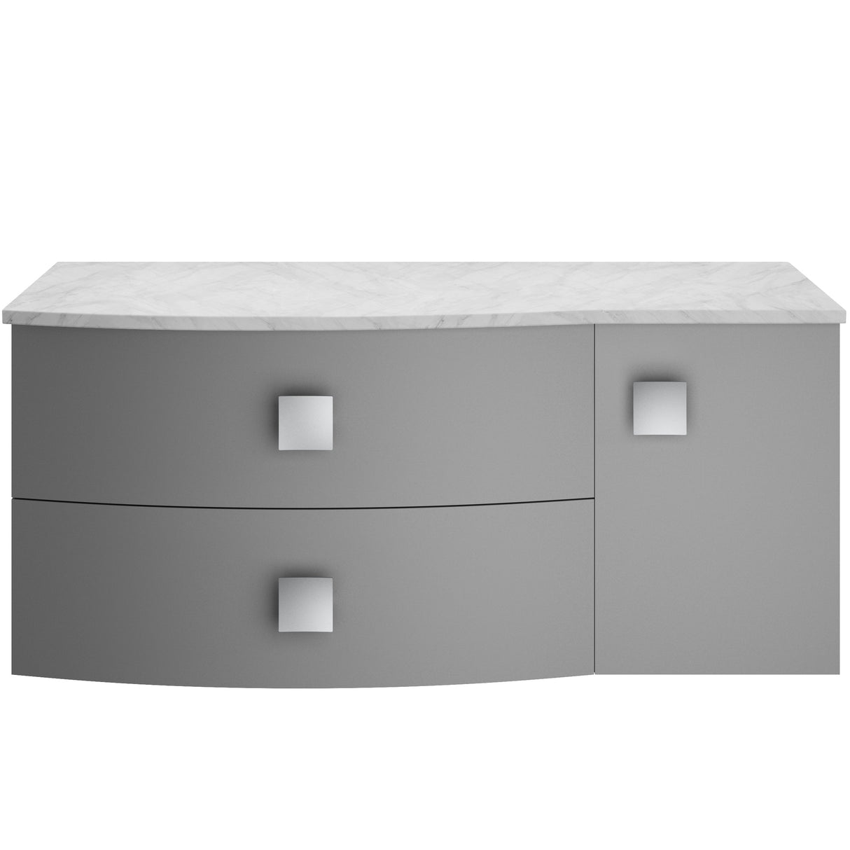 Hudson Reed Sarenna 1000mm LH Wall Hung 2 Drawer Vanity Unit & Marble Worktop, Basin & Door Dove Grey SAR205L