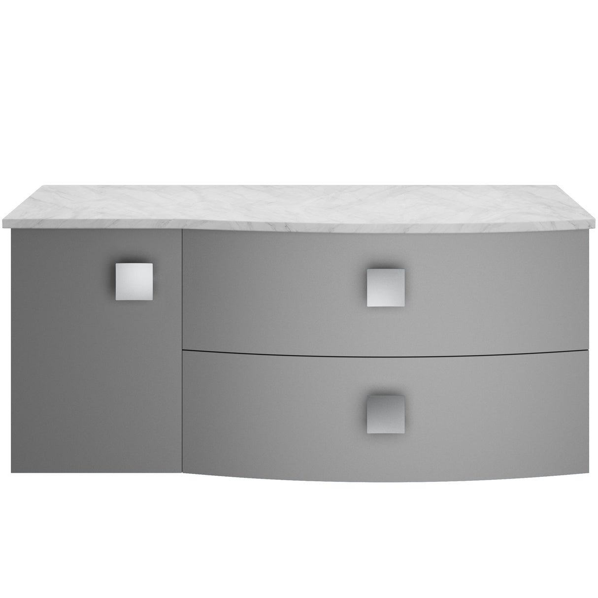 Hudson Reed Sarenna 1000mm RH Wall Hung 2 Drawer Vanity Unit & Marble Worktop, Basin & Door Dove Grey SAR205R