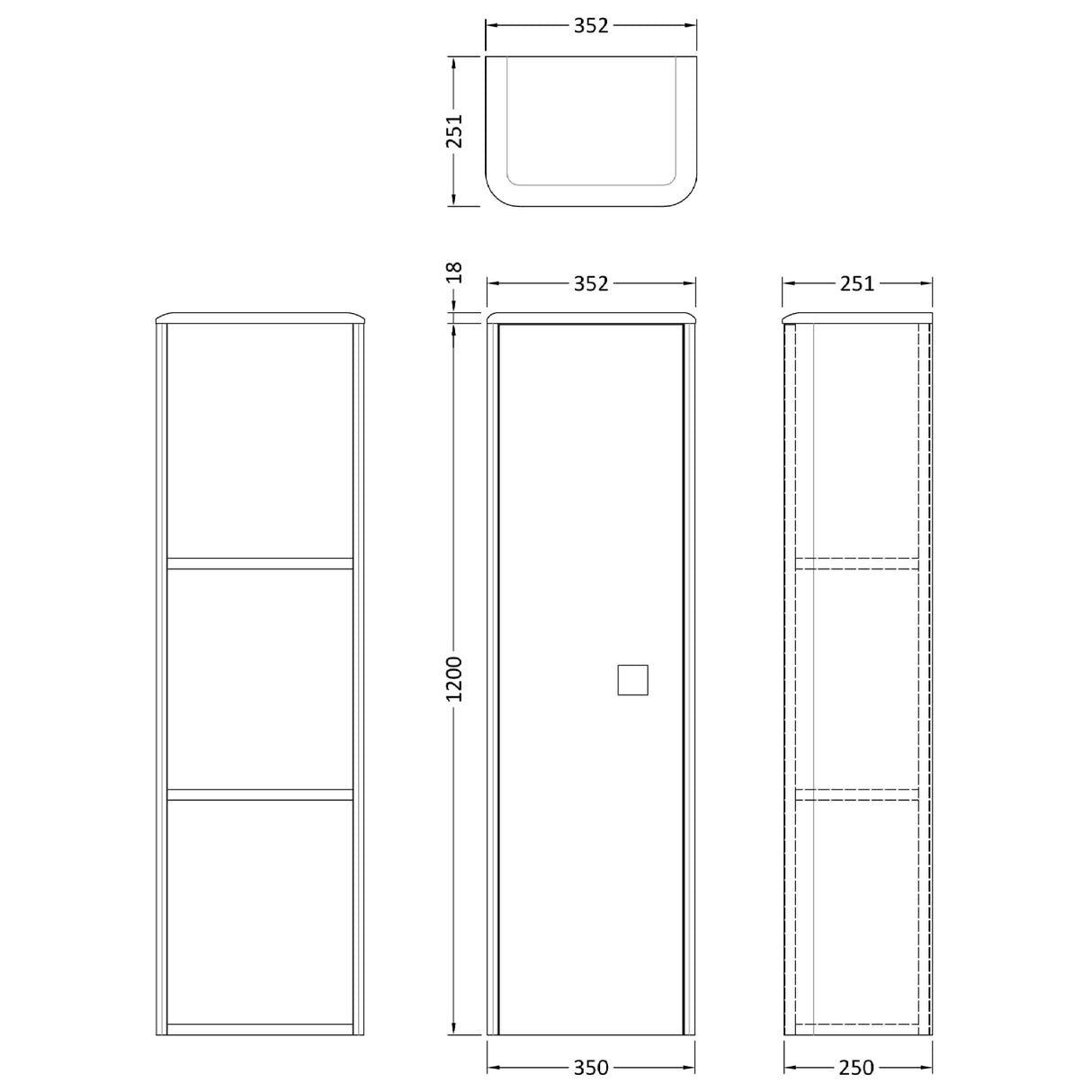 Hudson Reed Sarenna 1 Door Wall Mounted Tallboy Storage Unit W350 x D250mm Dove Grey SAR262 LD