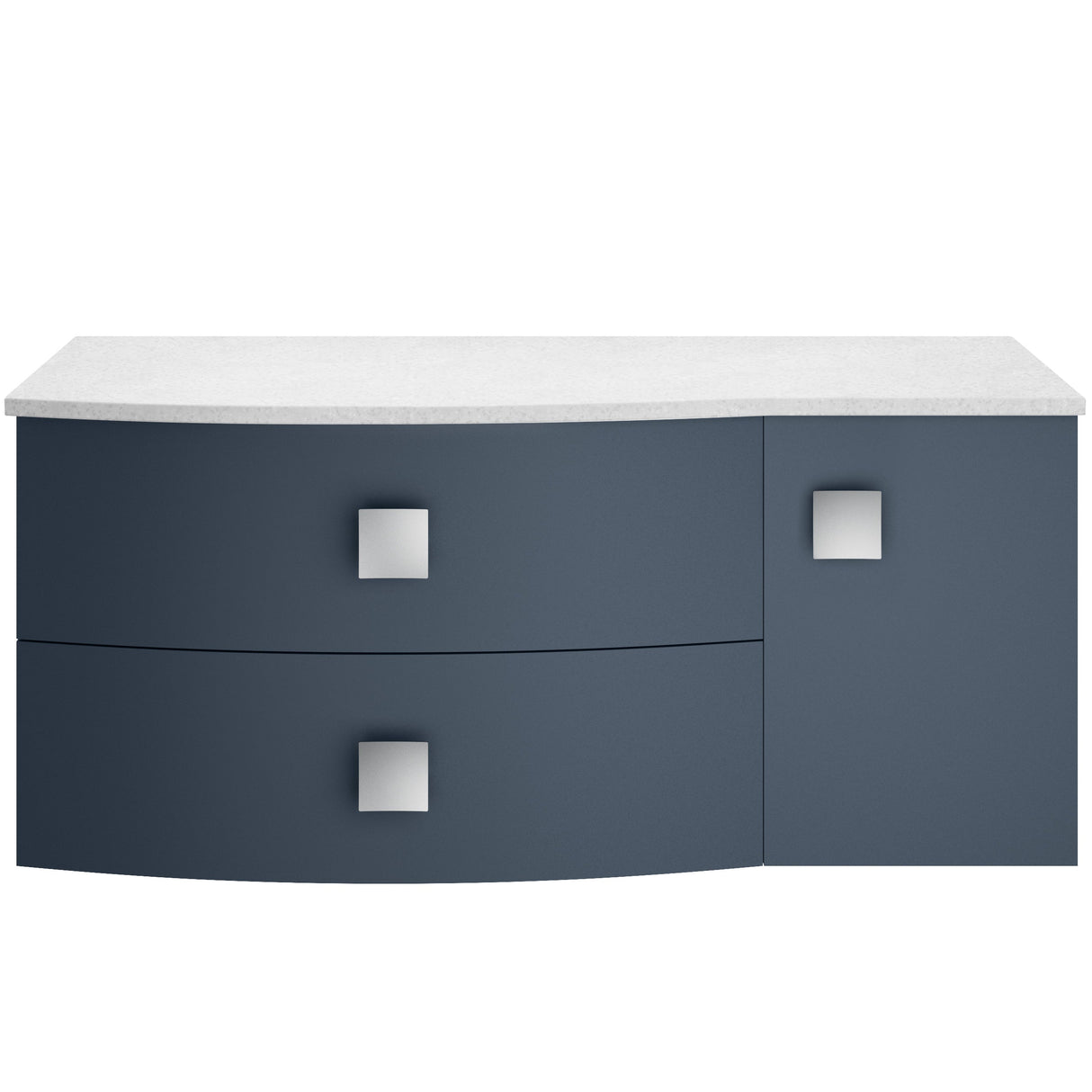 Hudson Reed Sarenna 1000mm LH Wall Hung 2 Drawer Vanity Unit & Marble Worktop, Basin & Door Mineral Blue SAR303L