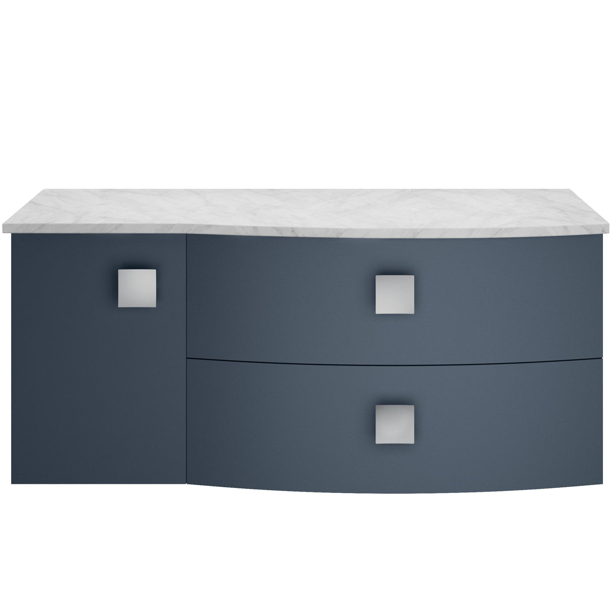Hudson Reed Sarenna 1000mm RH Wall Hung 2 Drawer Vanity Unit & Marble Worktop, Basin & Door Mineral Blue SAR305R