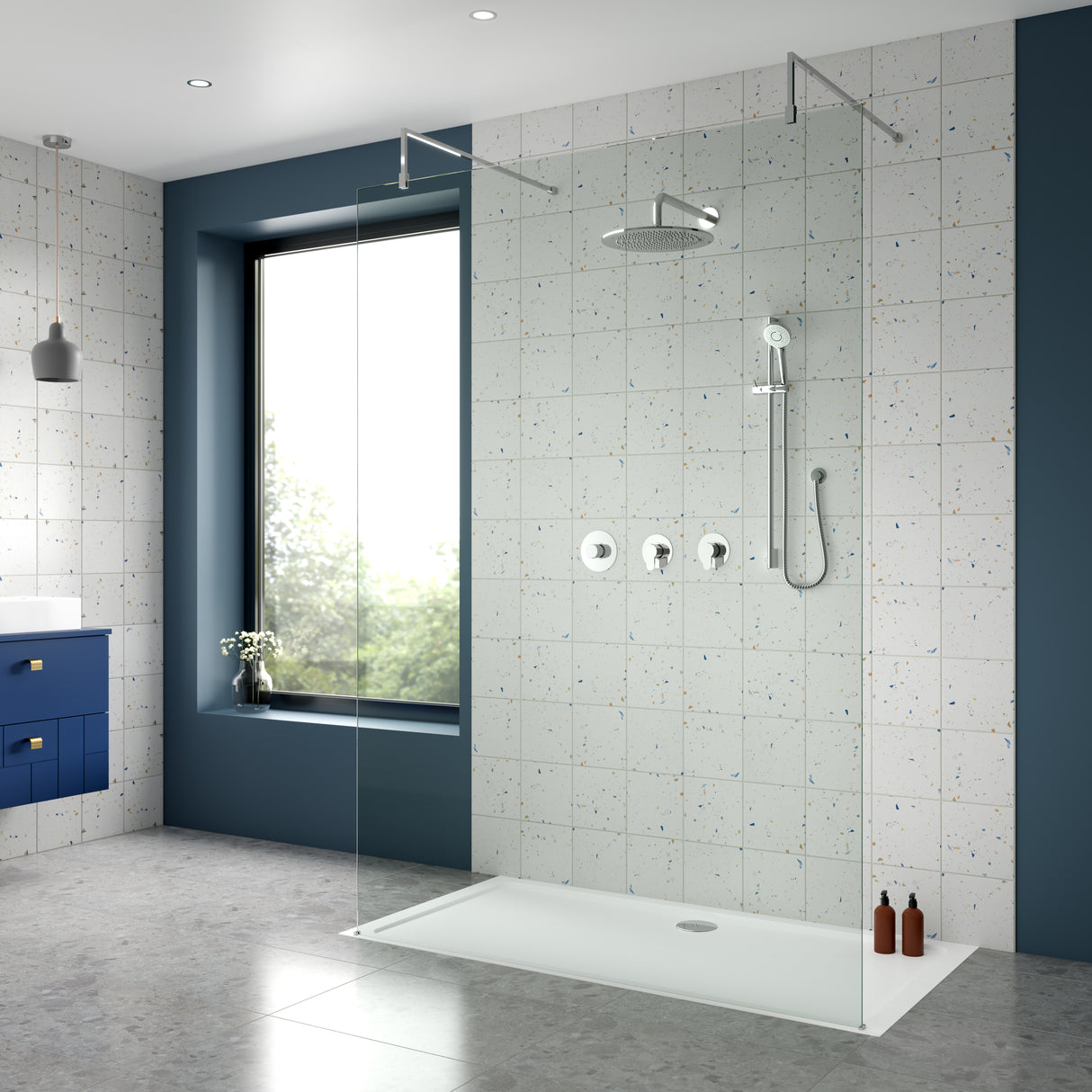 Nuie Arvan Round 2 Outlet Thermostatic Shower Set With Diverter Chrome SBR128ST2 LS2