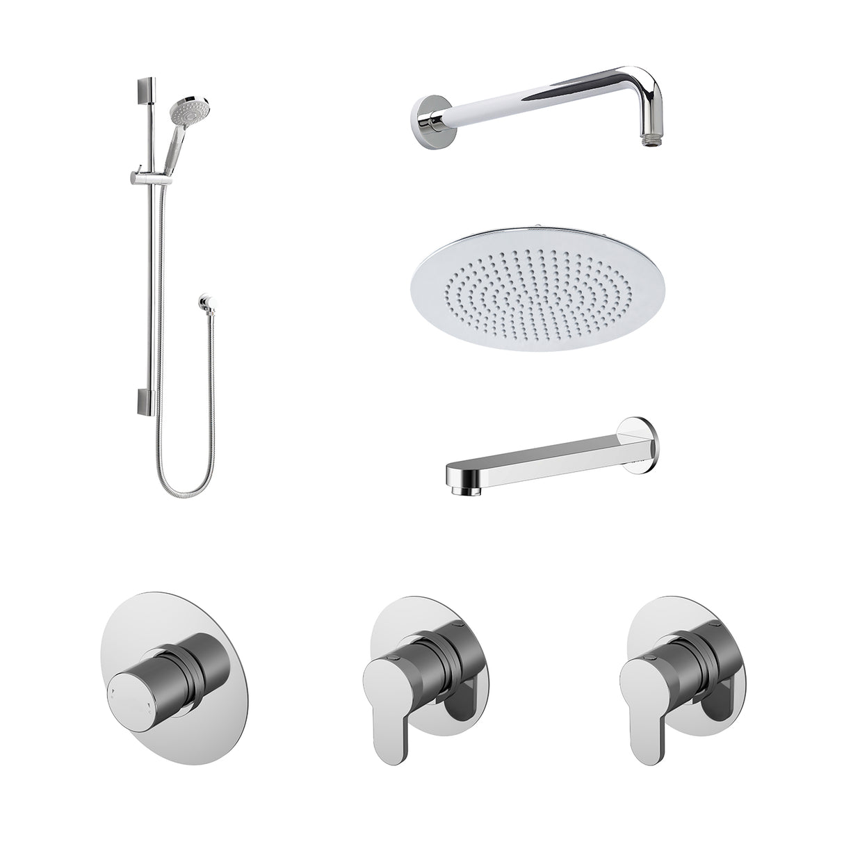 Nuie Arvan Round 3 Outlet Thermostatic Shower & Bath Set With Diverter Chrome SBR136ST3_1