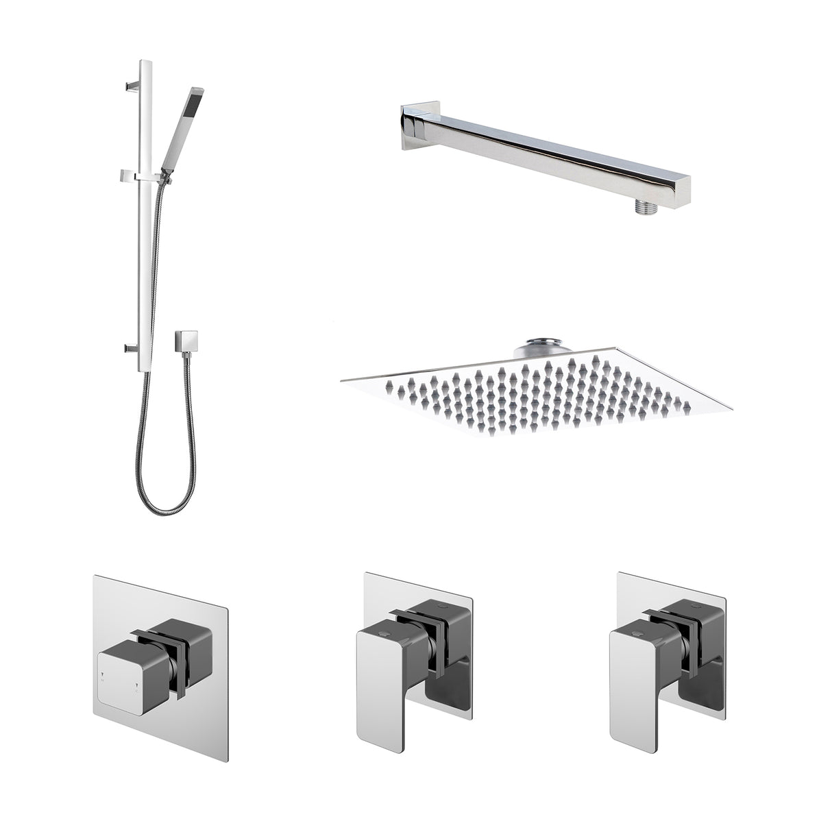 Nuie Windon Square 2 Outlet Thermostatic Shower Set With Diverter Chrome SBS129ST2_1