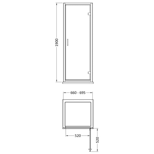 Nuie Rene Hinged Shower Door Brushed Brass - 6mm Glass SMHD70BB-E6 LD