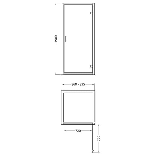 Nuie Rene Hinged Shower Door Matt Black - 6mm Glass SMHD90BP-E6 LD