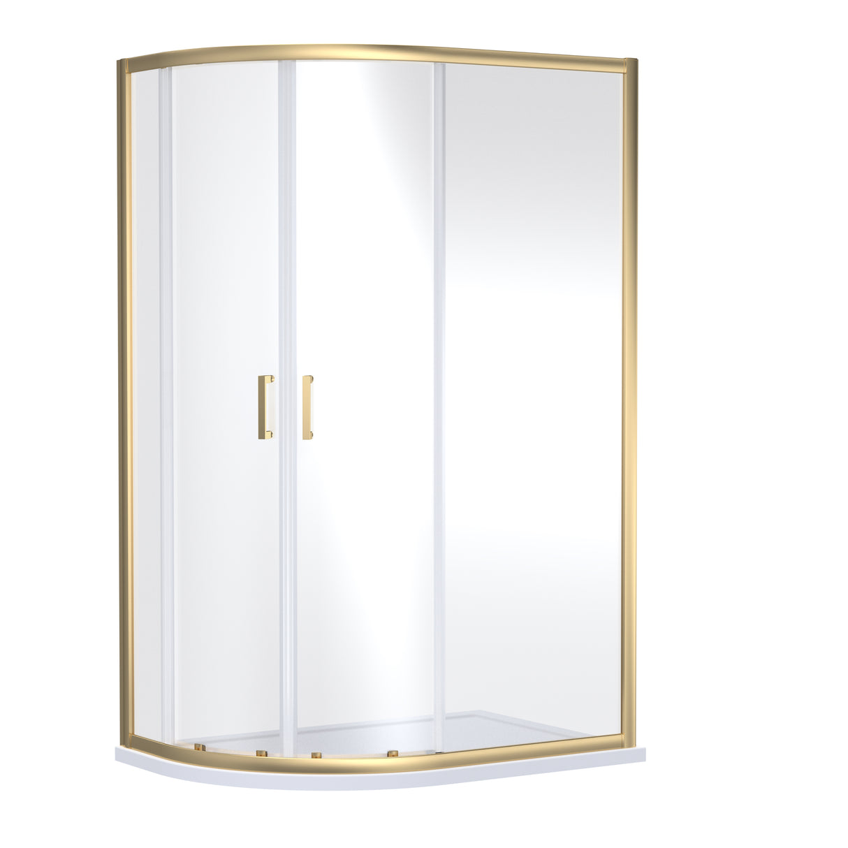 Nuie Rene Offset Quadrant Shower Enclosure Brushed Brass - 6mm Glass SMQU108BB-E6