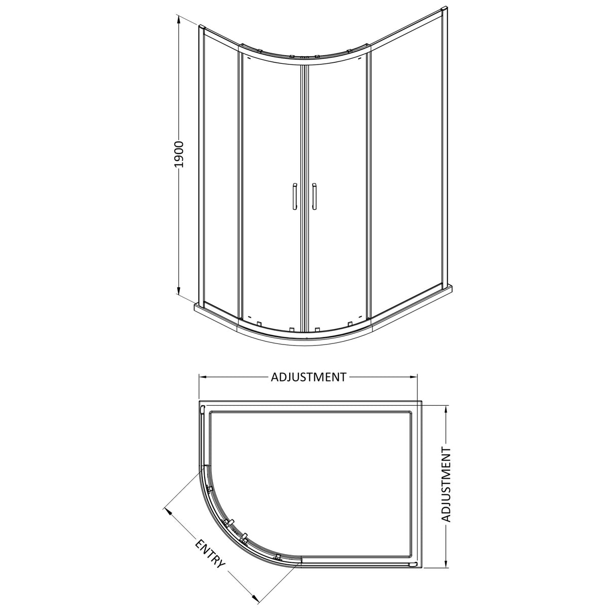 Nuie Rene Offset Quadrant Shower Enclosure Chrome - 6mm Glass SMQU128-E6 LD