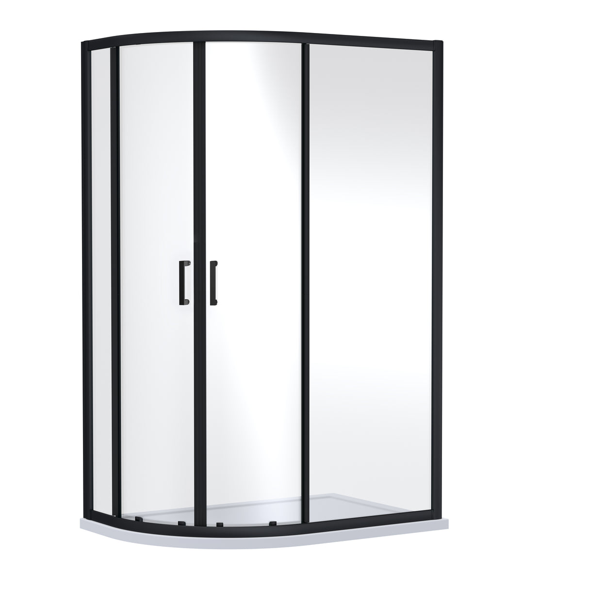 Nuie Rene Offset Quadrant Shower Enclosure Matt Black - 6mm Glass SMQU128BP-E6