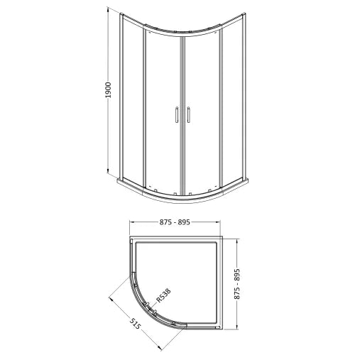 Nuie Rene Quadrant Shower Enclosure Matt Black - 6mm Glass SMQU9BP-E6 LD