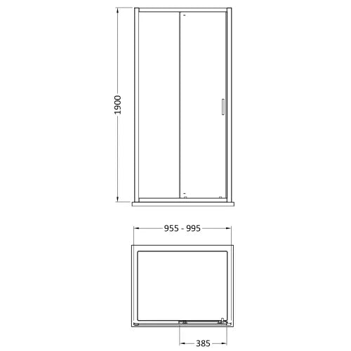 Nuie Rene Single Sliding Shower Door Matt Black - 6mm Glass SMSL10BP-E6 LD