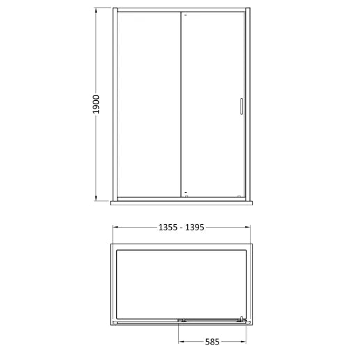 Nuie Rene Single Sliding Shower Door Matt Black - 6mm Glass SMSL14BP-E6 LD