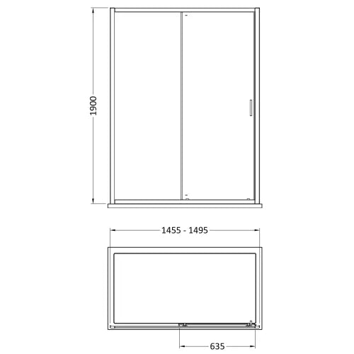 Nuie Rene Single Sliding Shower Door Brushed Brass - 6mm Glass SMSL15BB-E6 LD