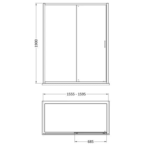 Nuie Rene Single Sliding Shower Door Matt Black - 6mm Glass SMSL16BP-E6 LD