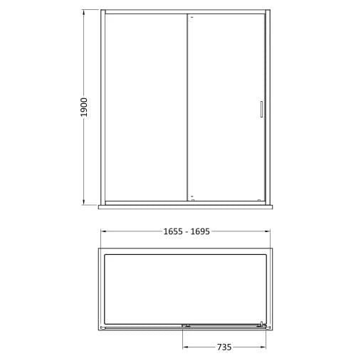 Nuie Rene Single Sliding Shower Door Matt Black - 6mm Glass SMSL17BP-E6 LD