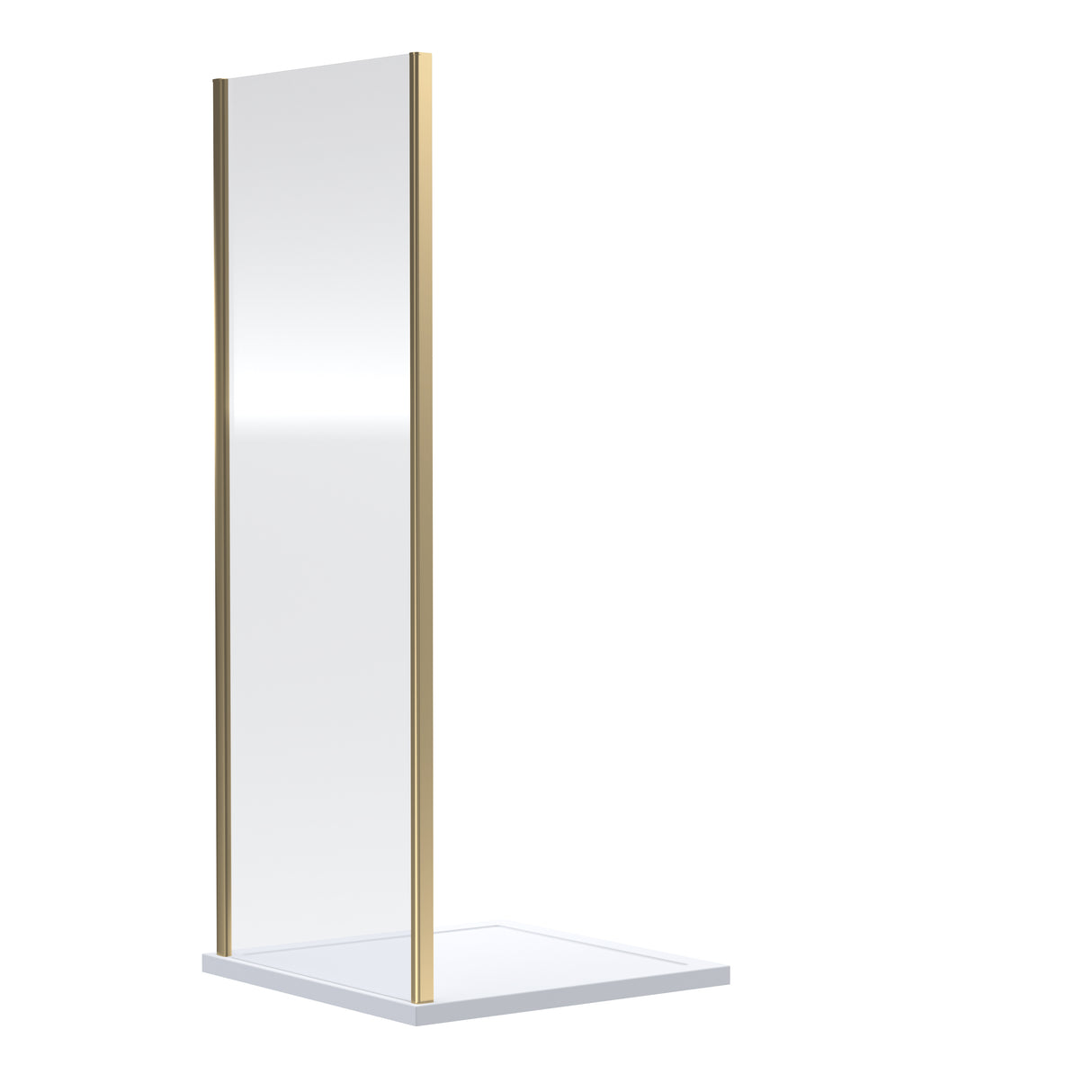 Nuie Rene Shower Side Panel Brushed Brass - 6mm Glass SMSP70BB-E6