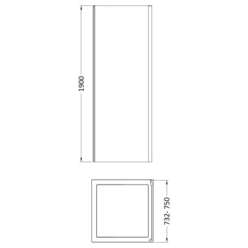 Nuie Rene Shower Side Panel Matt Black - 6mm Glass SMSP76BP-E6 LD
