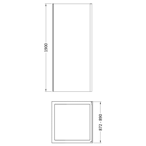Nuie Rene Shower Side Panel Brushed Brass - 6mm Glass SMSP90BB-E6 LD