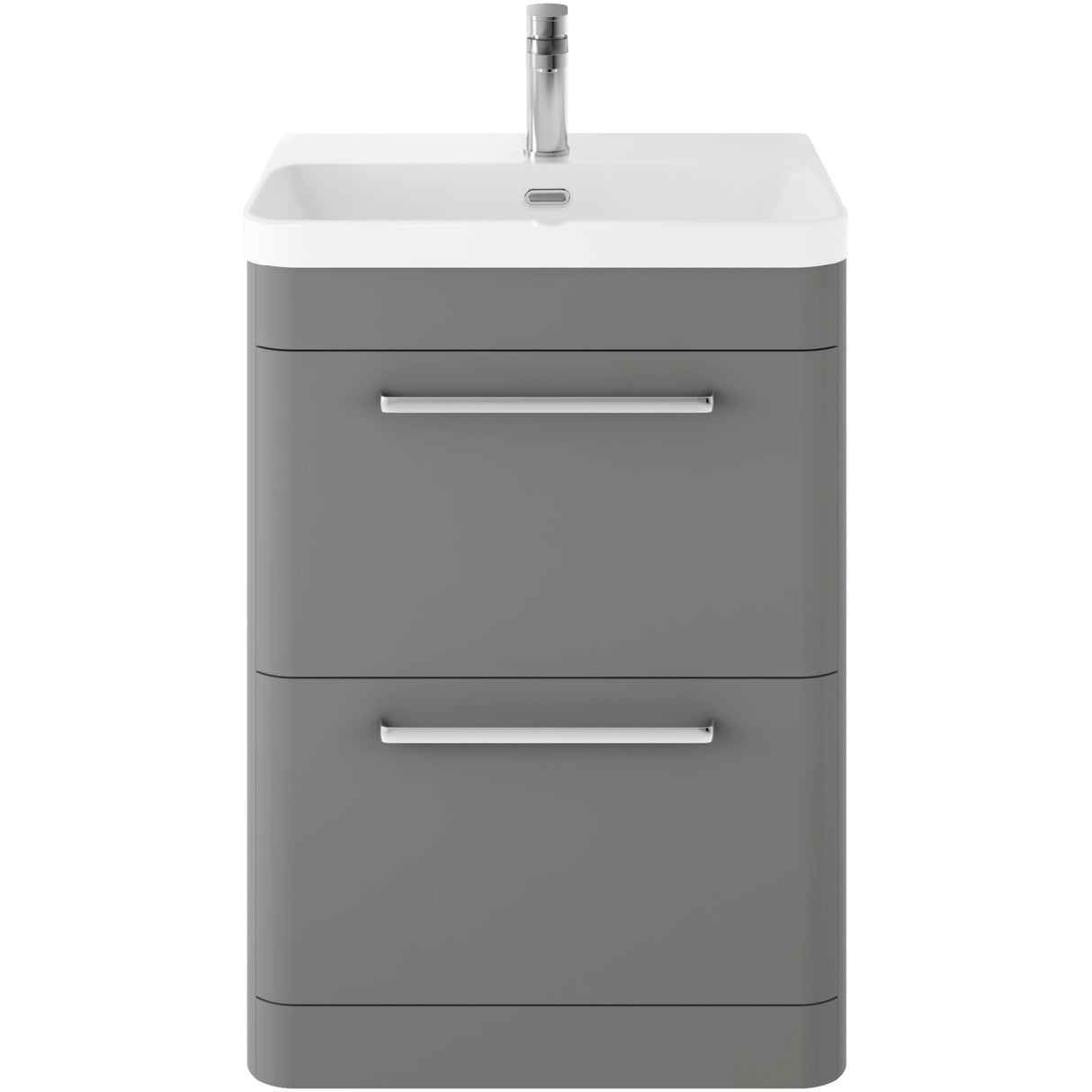 Hudson Reed Solar 600mm Floorstanding Vanity Unit & Basin, 2 Drawers Cool Grey SOL201B