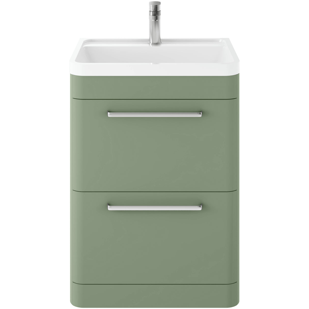 Hudson Reed Solar 600mm Floorstanding Vanity Unit & Basin, 2 Drawers Fern Green SOL801