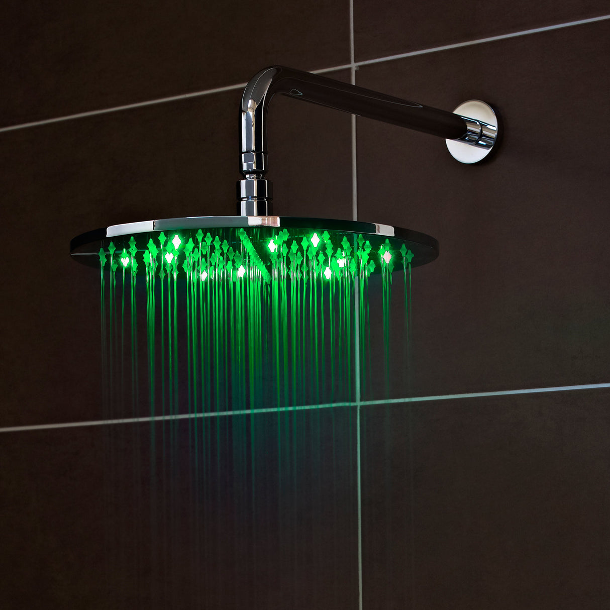 Nuie Round LED Fixed Head Shower 300mm Chrome STY071 LS3