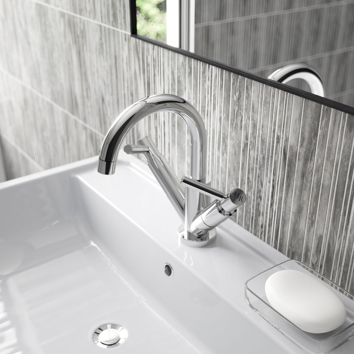 Hudson Reed Tec Lever Mono Basin Mixer Tap & Waste Chrome TEL315 LS