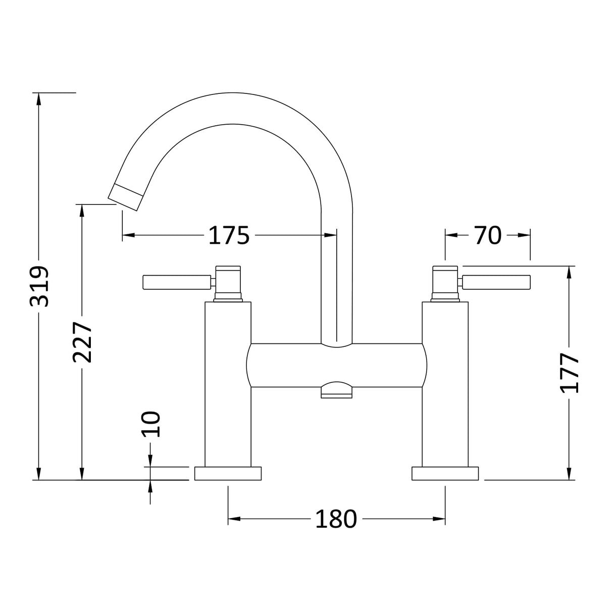 Hudson Reed Tec Lever Bath Filler Tap Matt Black TEL453 LD