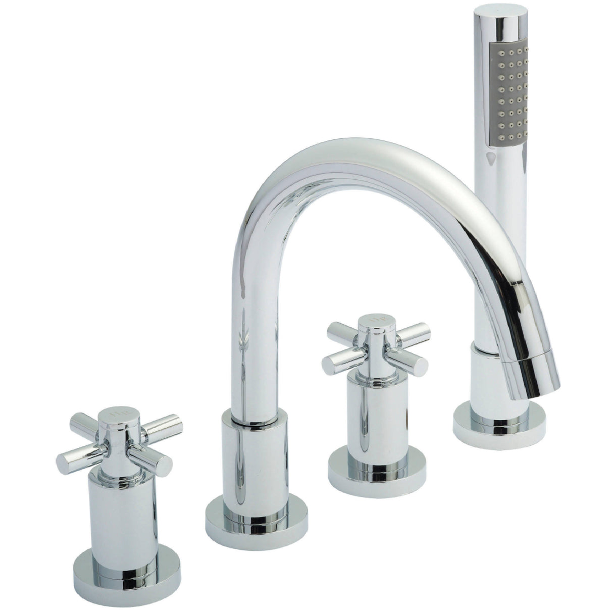 Hudson Reed Tec Crosshead 4-Hole Bath Shower Mixer Tap With Swivel Spout & Shower Kit Chrome TEX334S