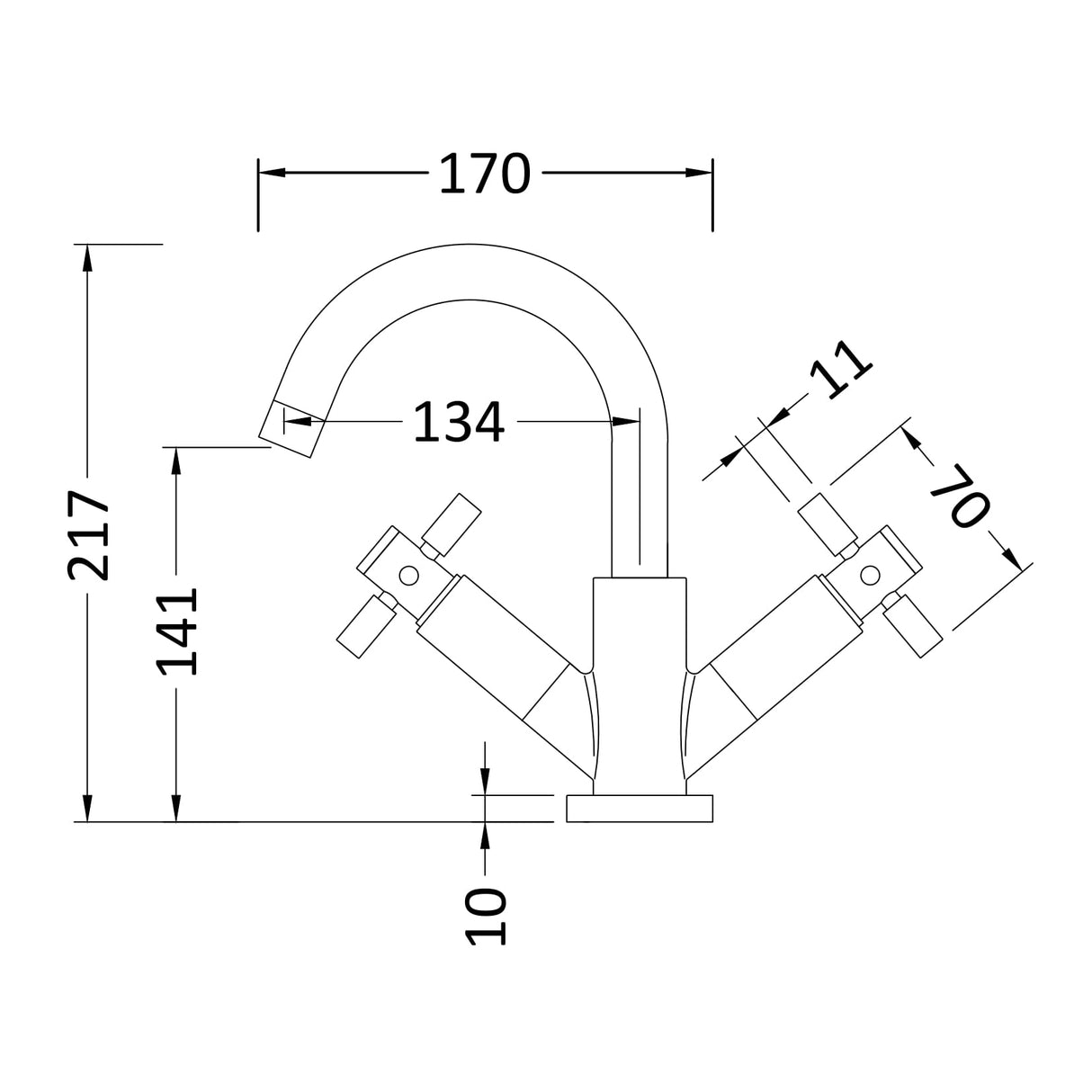 Hudson Reed Tec Crosshead Mono Basin Mixer Tap & Waste Matt Black TEX415 LD