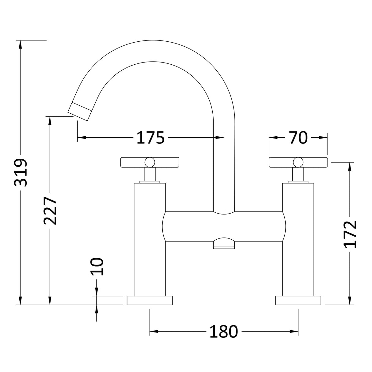 Hudson Reed Tec Crosshead Bath Filler Tap Brushed Brass TEX853 LD