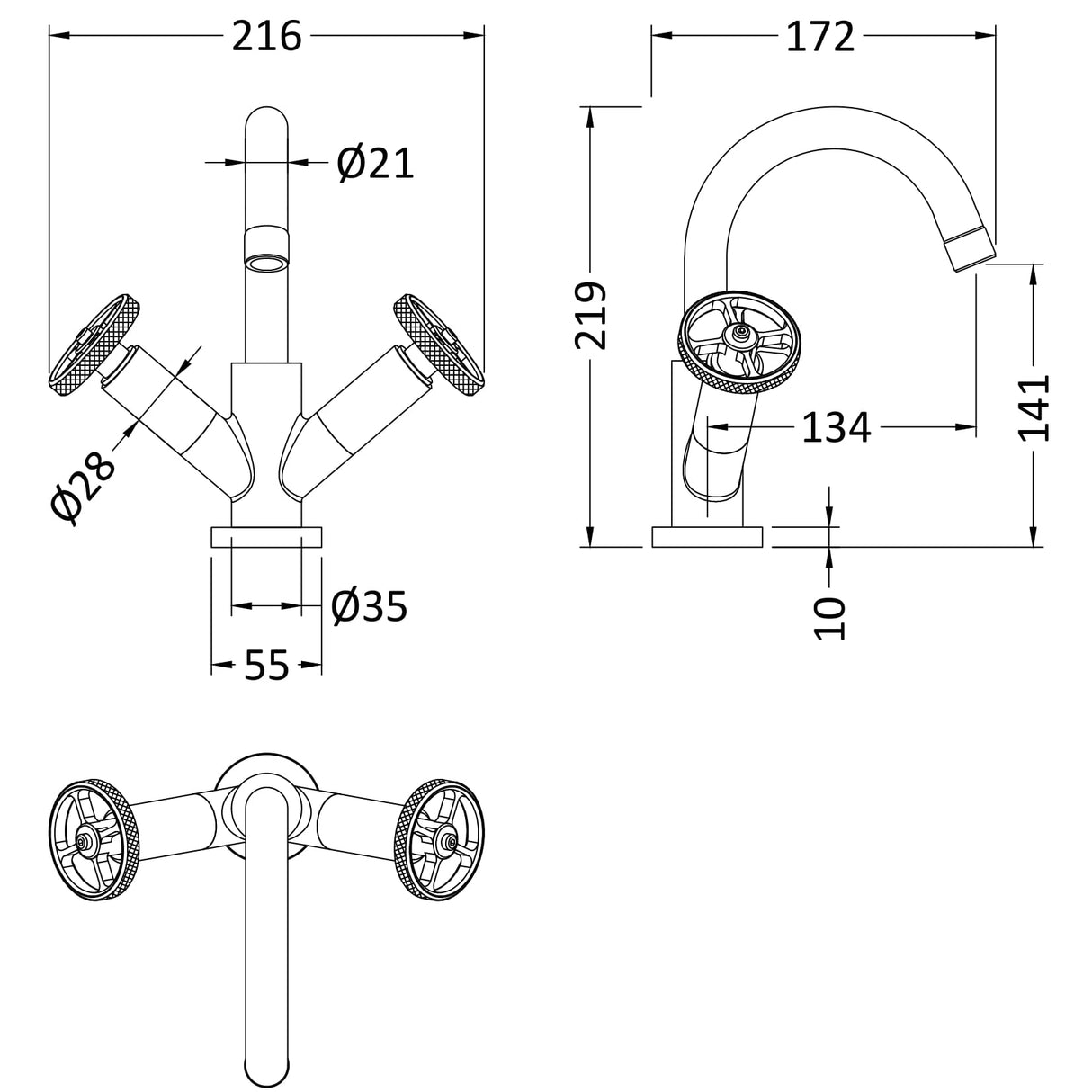 Hudson Reed Revolution Basin Mixer Tap With Swivel Spout & Waste Chrome TIW315 LD