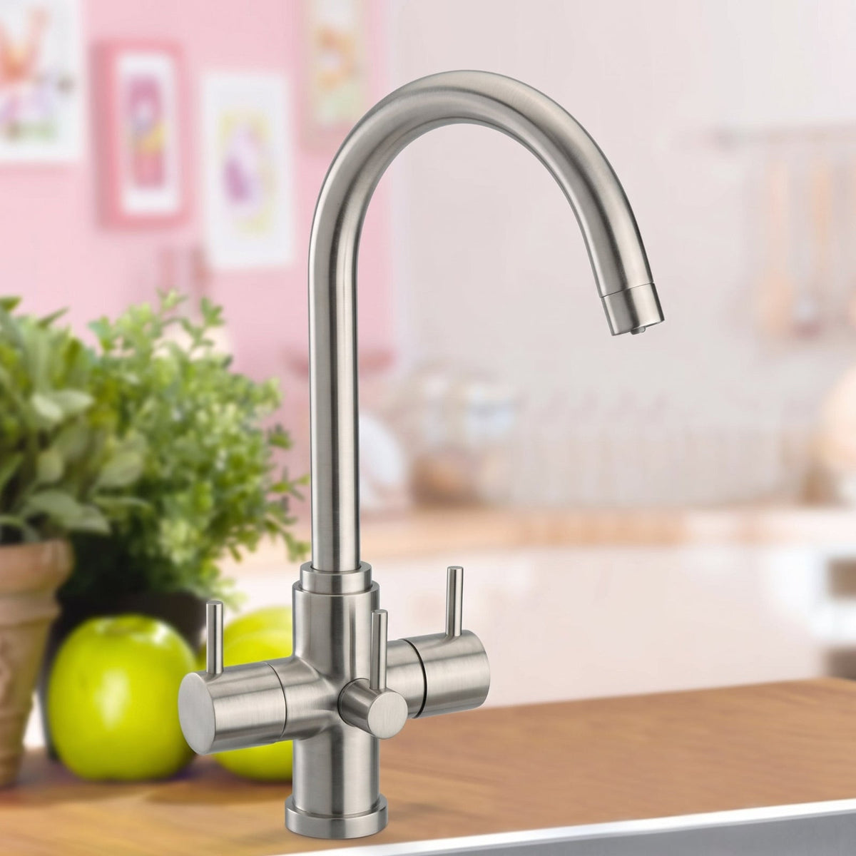 Astini Torlan Chrome/Brushed 3 Way Ambient & Water Filter Kitchen Sink Mixer Tap