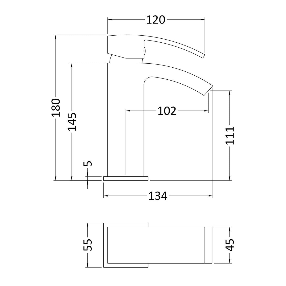 Nuie Vibe Midi Mono Basin Mixer Tap with Waste Chrome TSI305 LD