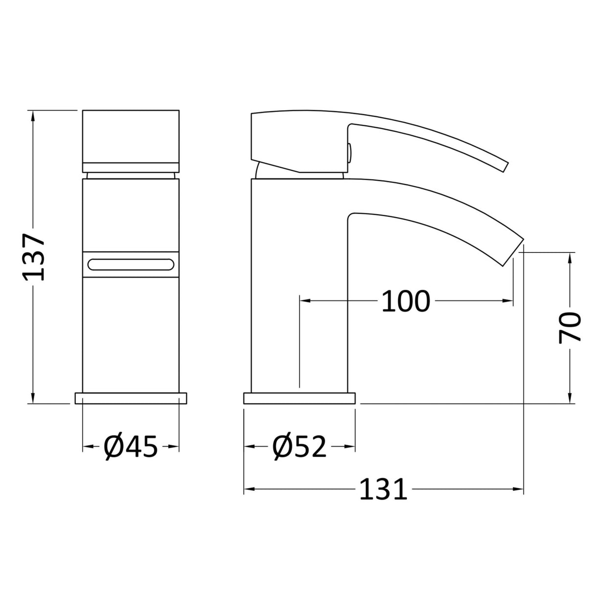Nuie Vibe Mini Mono Basin Mixer Tap with Waste Chrome TSI315 LD