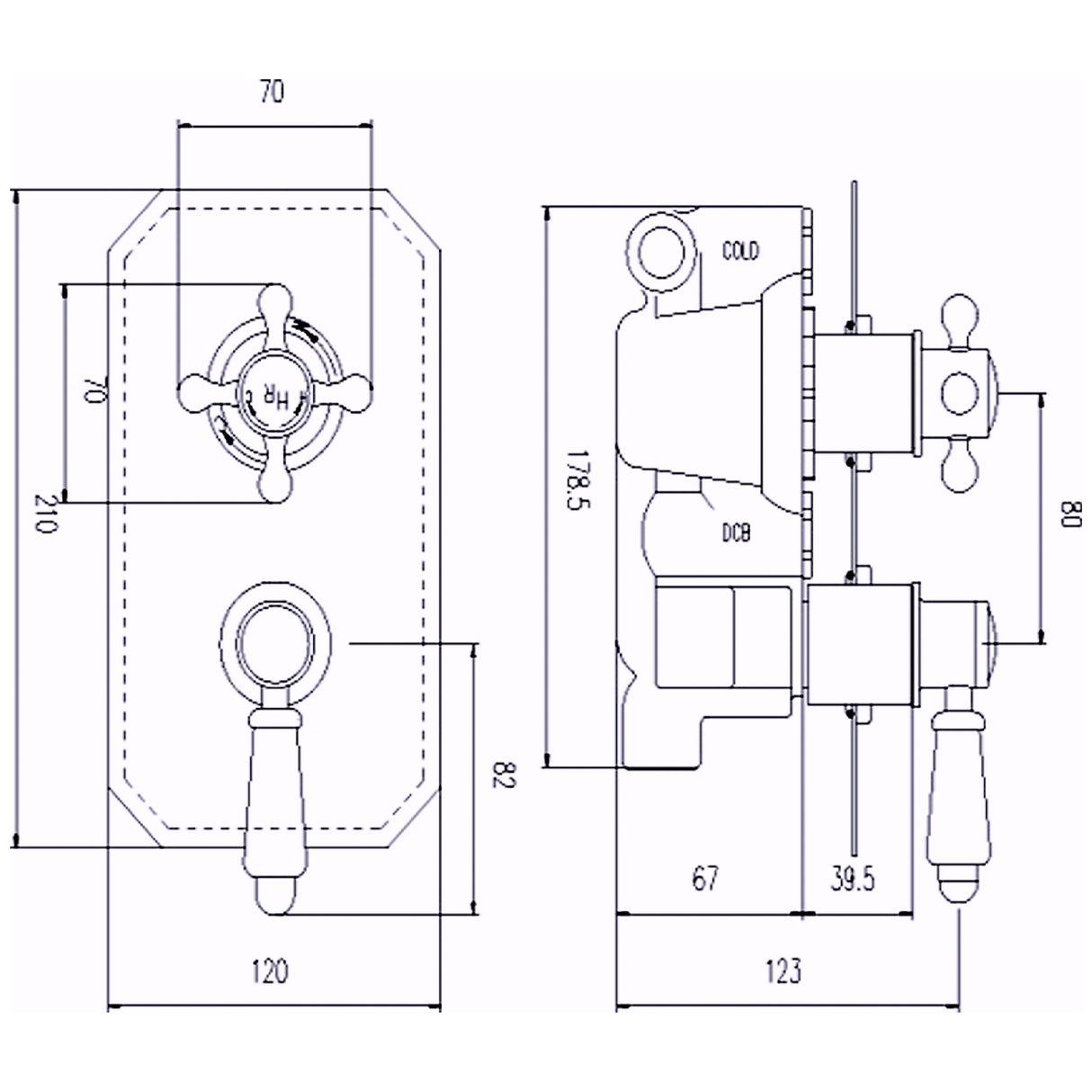 Hudson Reed Topaz 2 Outlet Thermostatic Concealed Shower Valve With Diverter TSVT004 LD