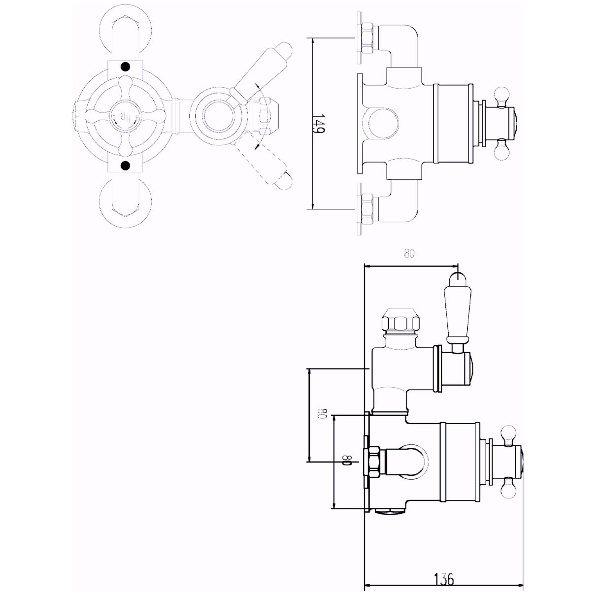 Hudson Reed Topaz 1 Outlet Thermostatic Exposed Shower Valve TSVT101 LD