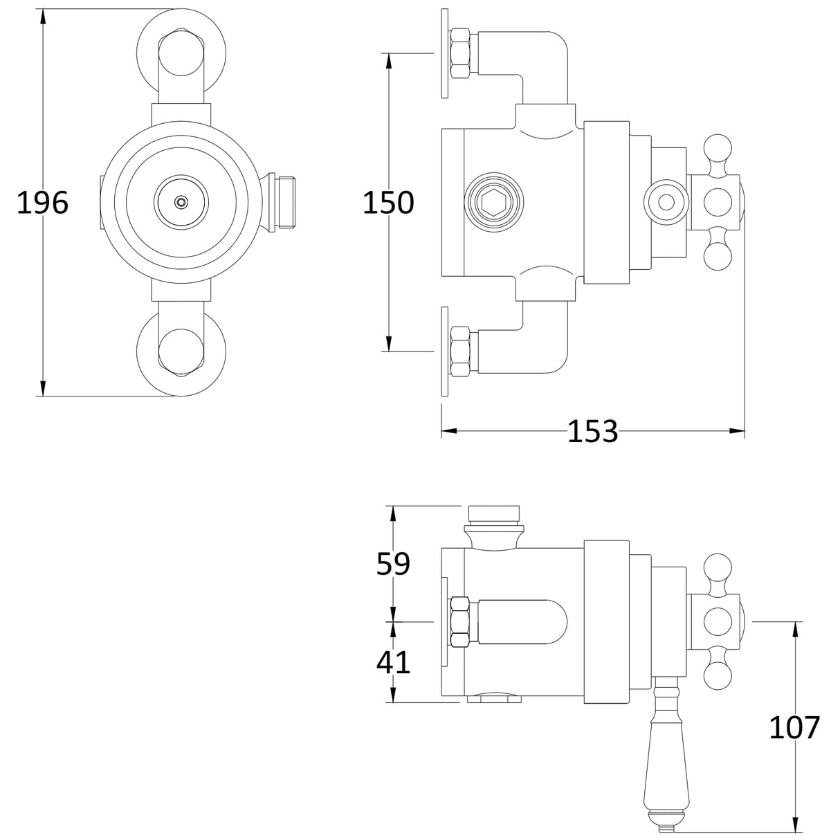 Hudson Reed Topaz 1 Outlet Thermostatic Dual Exposed Shower Valve Chrome TSVT104 LD