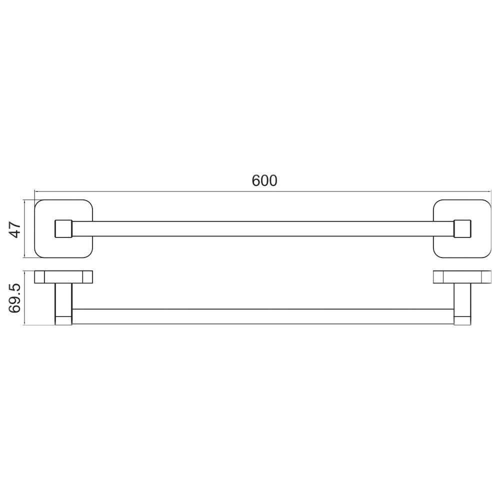 Trisen 600mm Single Towel Rail Chrome TTR-101CR LD