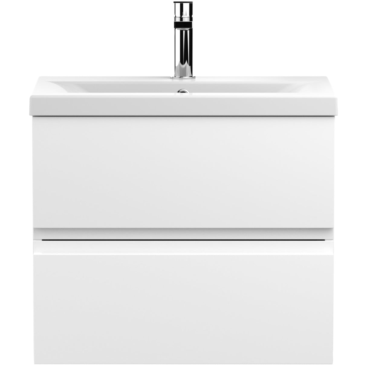 Hudson Reed Urban 600mm Wall Hung Vanity Unit & Basin, 2 Drawers Satin White URB104A