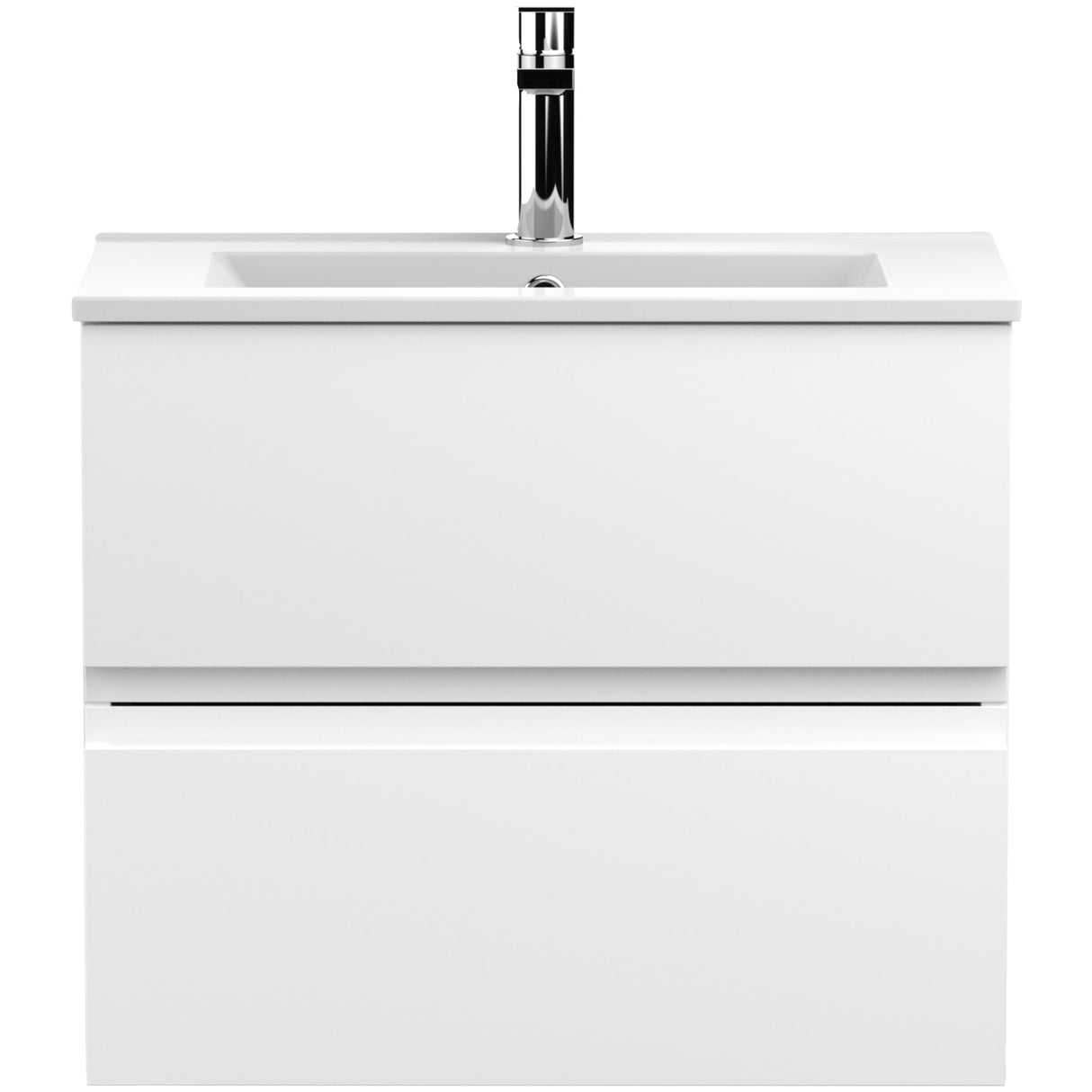Hudson Reed Urban 600mm Wall Hung Vanity Unit & Basin, 2 Drawers Satin White URB104B