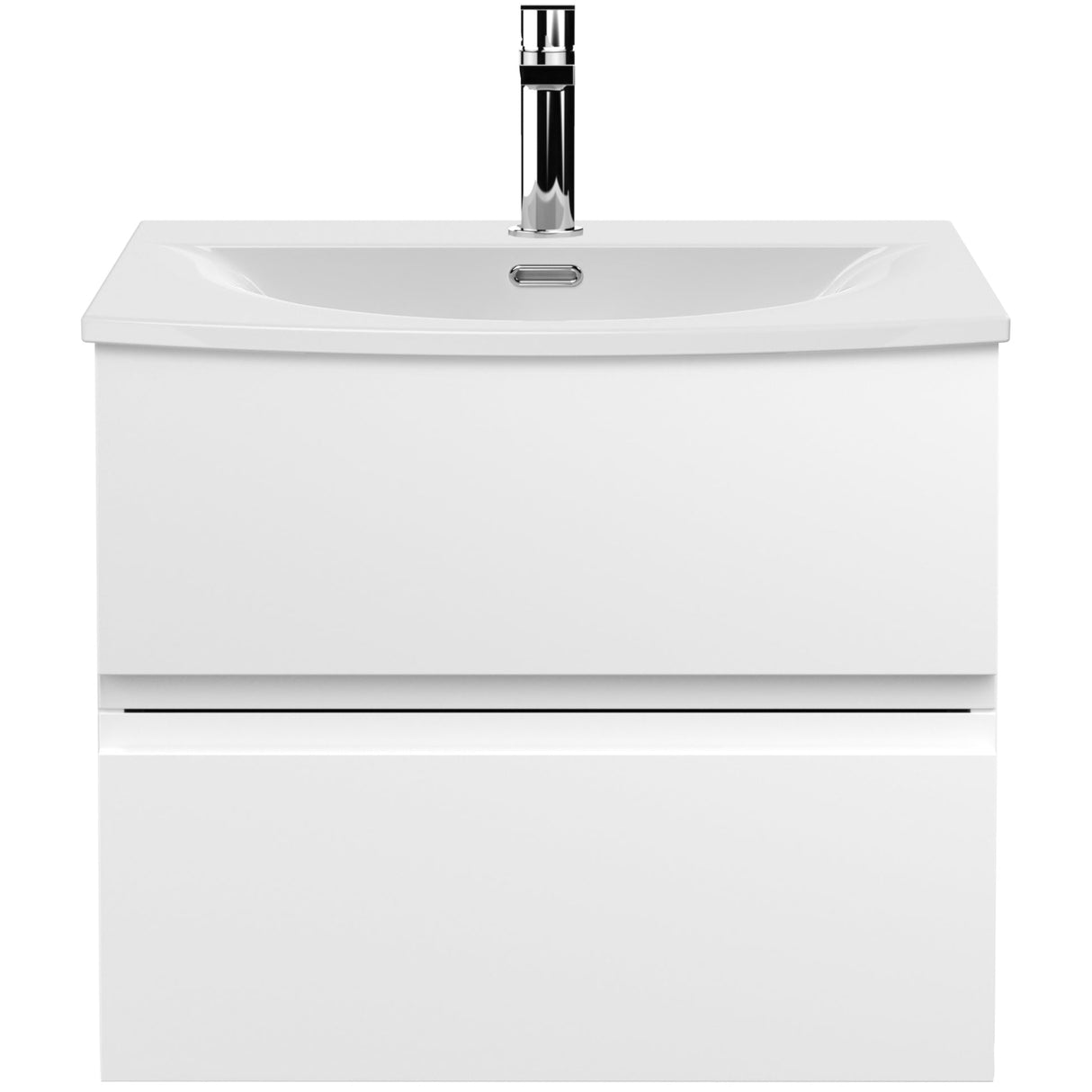 Hudson Reed Urban 600mm Wall Hung Vanity Unit & Basin, 2 Drawers Satin White URB104G