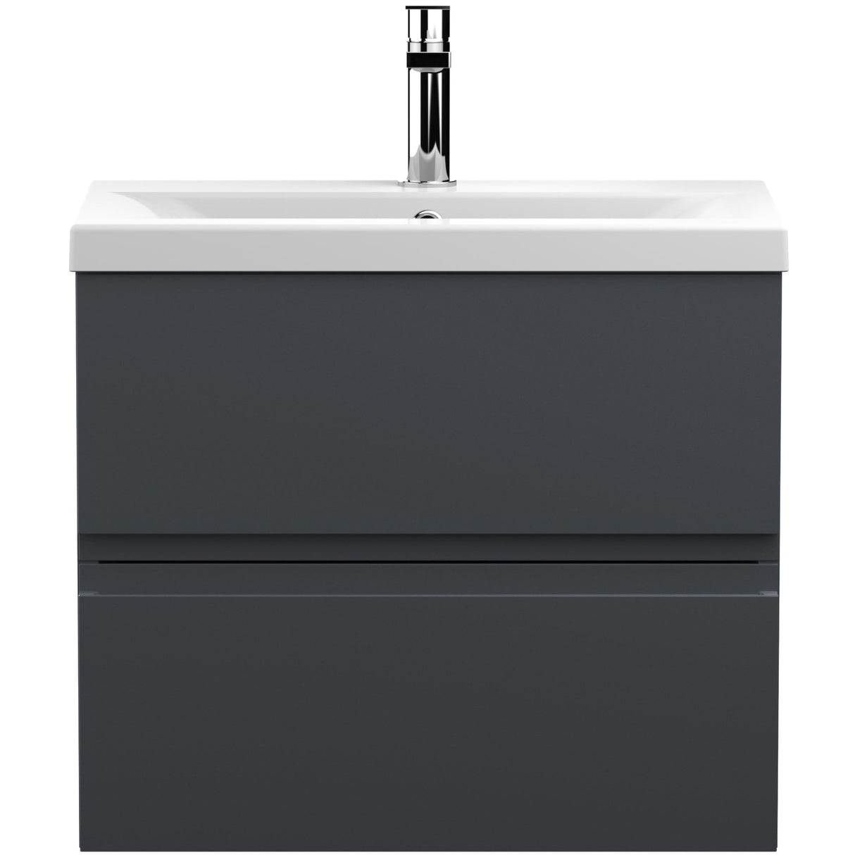 Hudson Reed Urban 600mm Wall Hung Vanity Unit & Basin, 2 Drawers Soft Black URB1404A