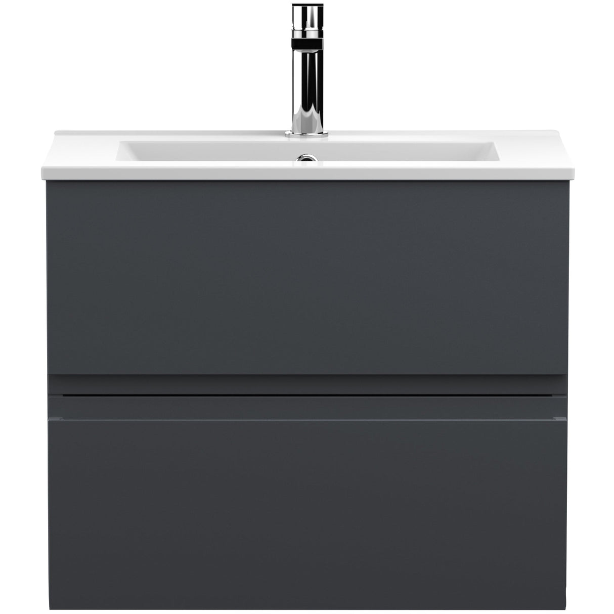 Hudson Reed Urban 600mm Wall Hung Vanity Unit & Basin, 2 Drawers Soft Black URB1404B