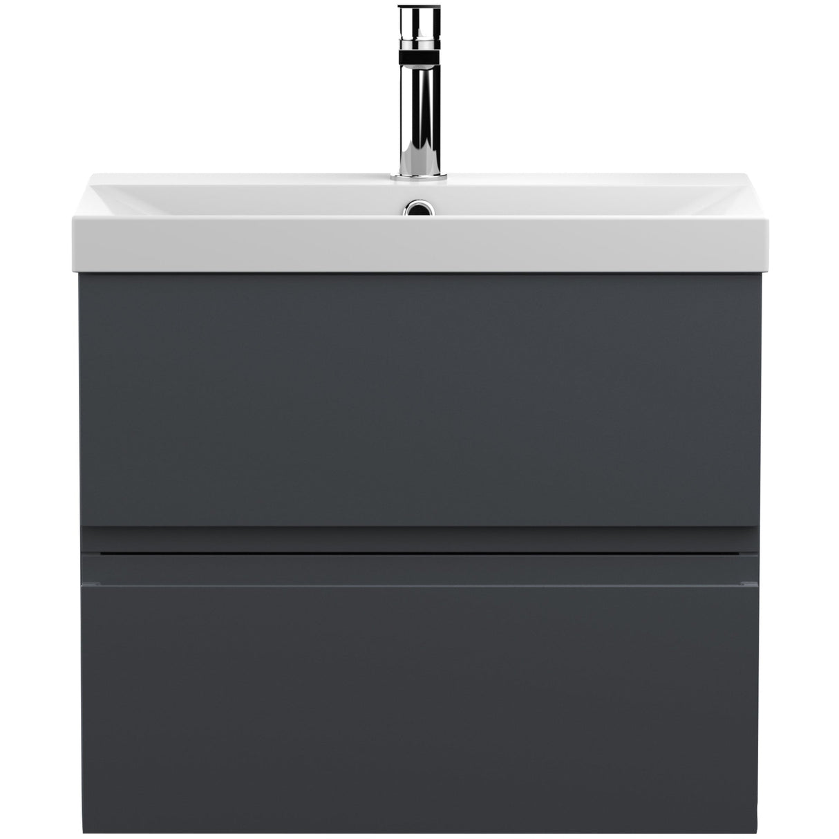 Hudson Reed Urban 600mm Wall Hung Vanity Unit & Basin, 2 Drawers Soft Black URB1404D